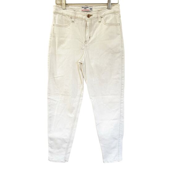 Abercrombie Kids High-Rise Mom Jean sz 15/16 Cream White Jeans - Picture 1 of 9